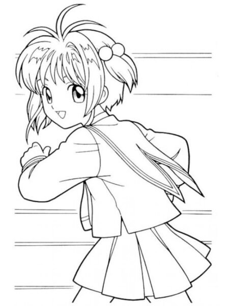 Hình vẽ tô màu Sakura cho bé tập tô (4)