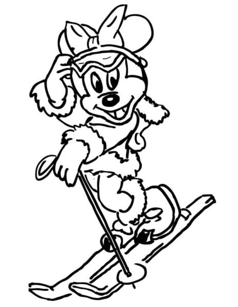 Tranh to mau ban gai chuot Mickey truot tuyet