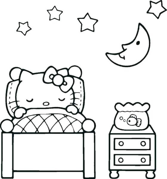 Những tranh tô màu Hello Kitty dễ thương cho bé tập tô (7)