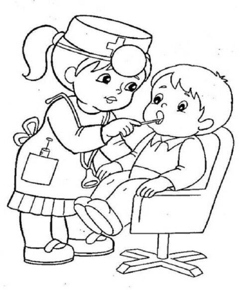 Tranh tô màu bác sĩ đẹp nhất cho bé tập tô (28)