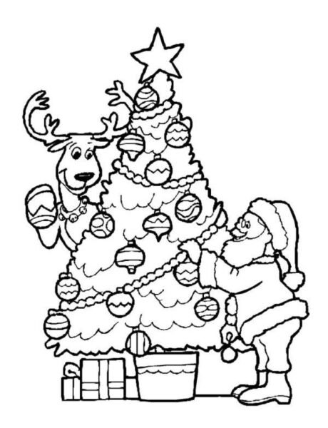 Tranh tô màu cầy thông Noel