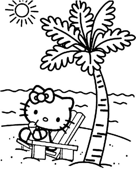 Tranh tô màu cho bé 5 tuổi Hello Kitty