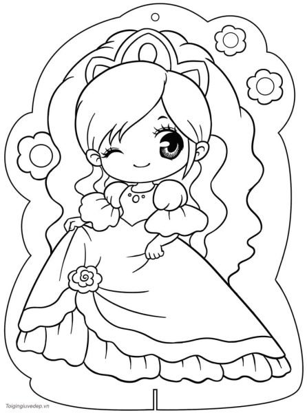 Tranh tô màu công chúa chibi