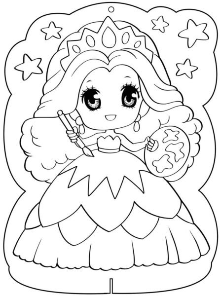 Tranh tô màu công chúa chibi