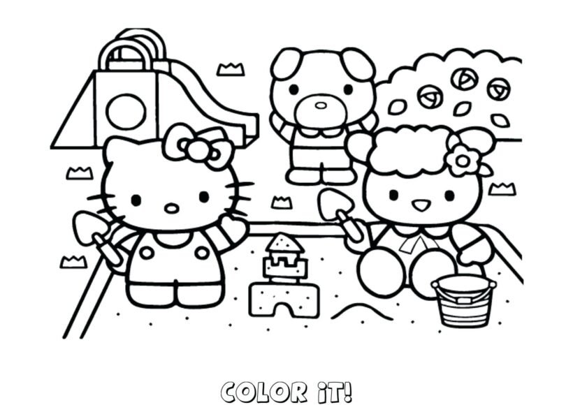 Tranh tô màu Hello Kitty dễ thương cho bé tập tô (34)