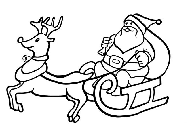 Tranh tô màu ông già Noel và con tuần lộc