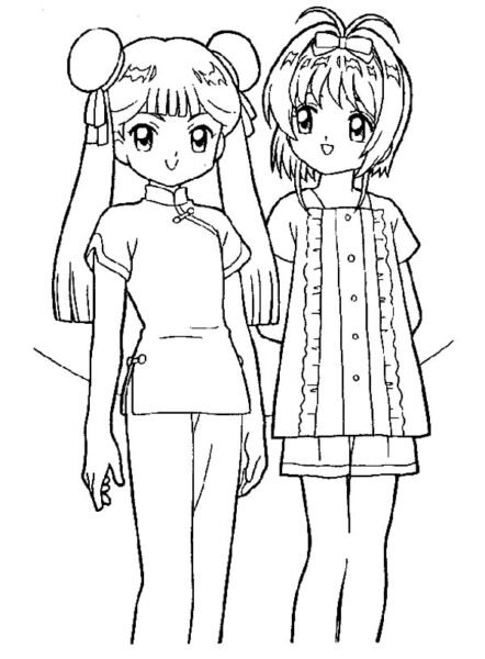 Tranh tô màu Sakura và tomoyo