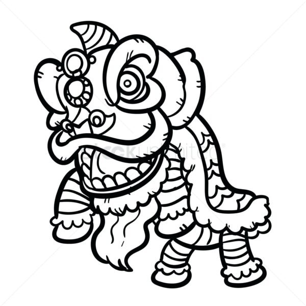 Tranh tô màu tết trung thu múa lân