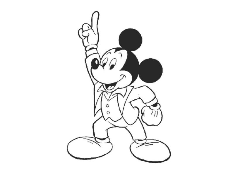 Tranh vẽ chưa tô màu chuột Mickey dễ thương cho bé tập tô (28)