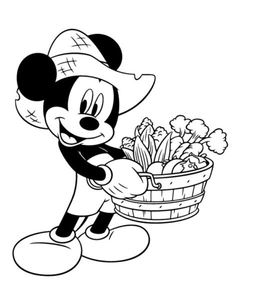 Tranh vẽ chưa tô màu chuột Mickey dễ thương cho bé tập tô (30)