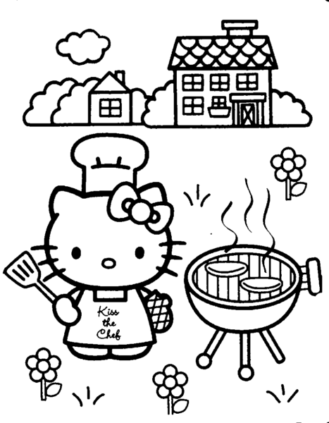 Tranh vẽ chưa tô màu Hello Kitty dễ thương cho bé tập tô (12)