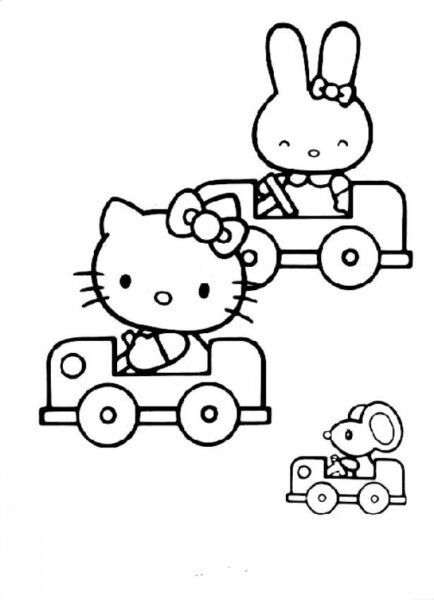 Tranh vẽ chưa tô màu Hello Kitty dễ thương cho bé tập tô (13)