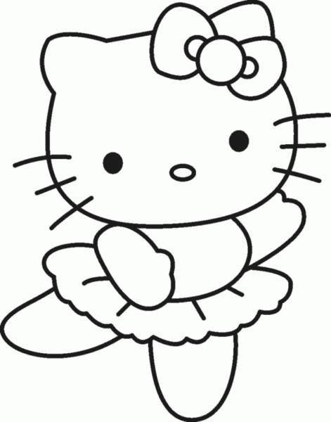 Tranh vẽ chưa tô màu Hello Kitty dễ thương cho bé tập tô (13)
