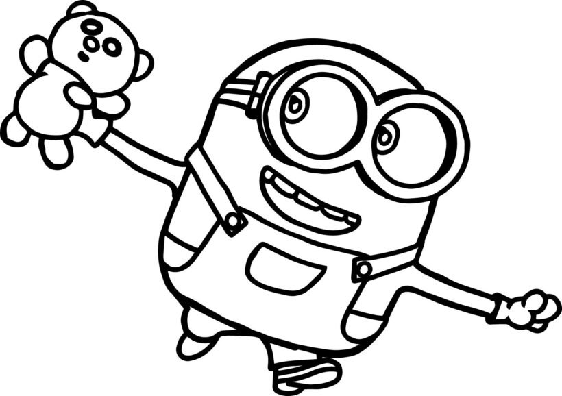Tranh vẽ chưa tô màu Minion dễ thương cho bé tập tô