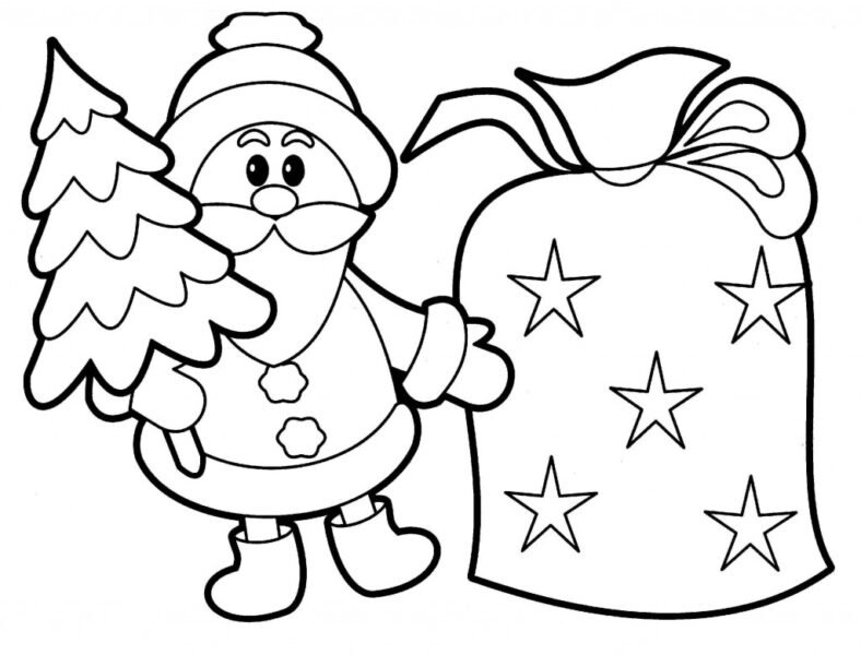 Tranh vẽ chưa tô màu ông già Noel cho bé tập tô (5)