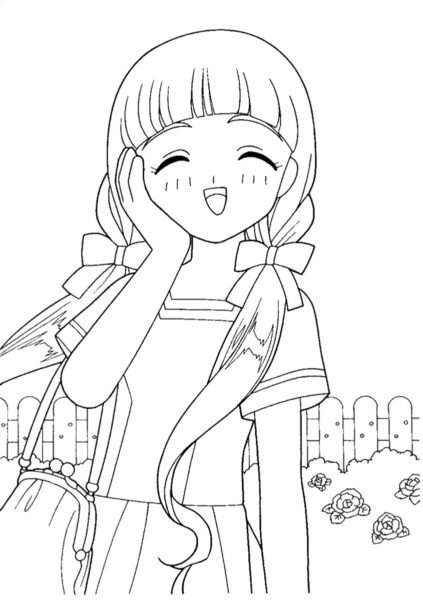 Tranh vẽ chưa tô màu Sakura cute cho bé tập tô (2)