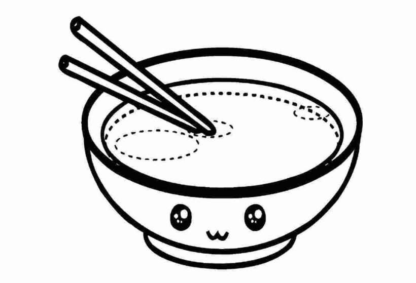 Tranh vẽ đen trắng cái bát cho bé tô màu (2)