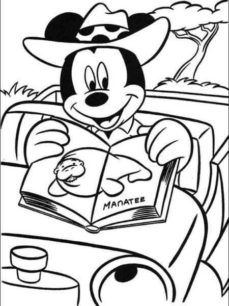 Tranh vẽ đen trắng chuột Mickey đáng yêu cho bé tập tô (3)