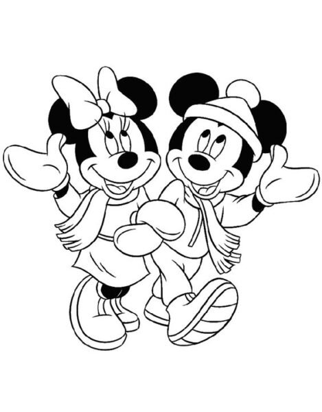 Tranh vẽ đen trắng chuột Mickey đáng yêu cho bé tập tô (5)