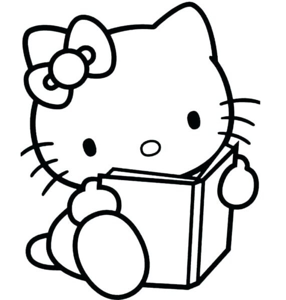Tranh vẽ đen trắng Hello Kitty dễ thương cho bé tập tô (23)