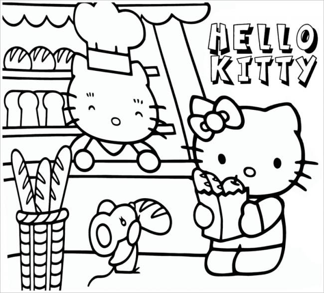 Tranh vẽ đen trắng Hello Kitty dễ thương cho bé tập tô (25)