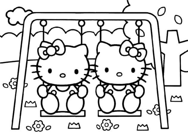 Tranh vẽ đen trắng Hello Kitty dễ thương cho bé tập tô (29)