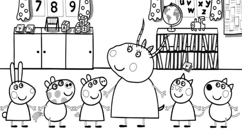 Tranh vẽ đen trắng héo Peppa cho bé tô màu (2)