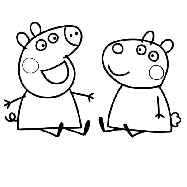 Tranh vẽ đen trắng héo Peppa cho bé tô màu (4)