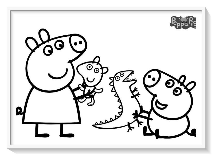 Tranh vẽ đen trắng héo Peppa cho bé tô màu (6)