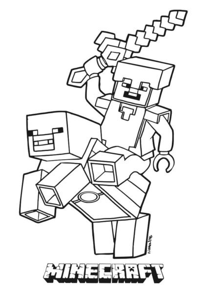 Tranh vẽ đen trắng minecraft cho bé tô màu (2)