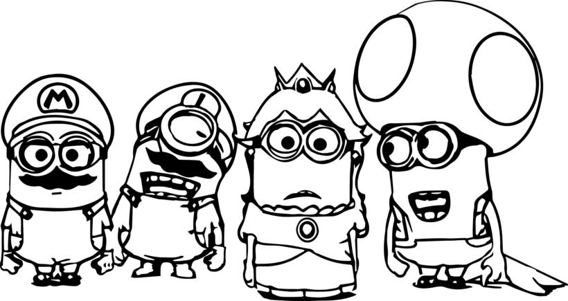 Tranh vẽ đen trắng Minion đáng yêu cho bé tập tô (1)
