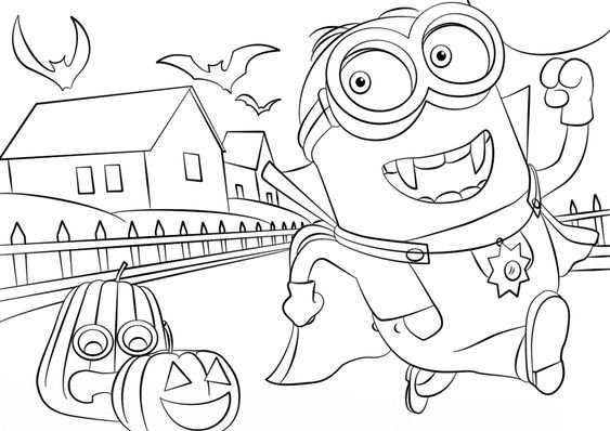 Tranh vẽ đen trắng Minion đáng yêu cho bé tập tô (2)