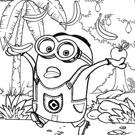 Tranh vẽ đen trắng Minion đáng yêu cho bé tập tô (3)