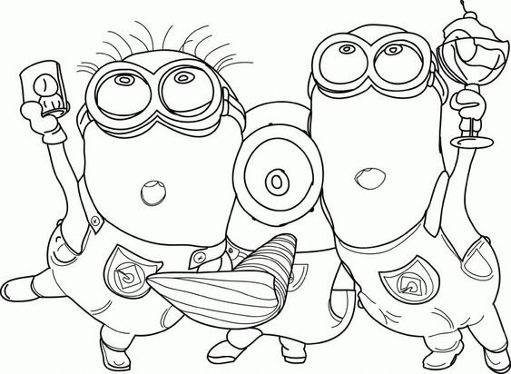 Tranh vẽ đen trắng Minion đáng yêu cho bé tập tô (4)