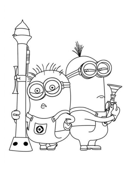 Tranh vẽ đen trắng Minion đáng yêu cho bé tập tô (6)