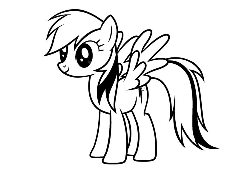Tranh vẽ đen trắng ngựa Pony cho bé tô màu (4)