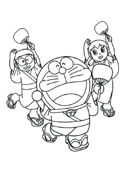 Tranh vẽ đen trắng Nobita cho bé tô màu (1)