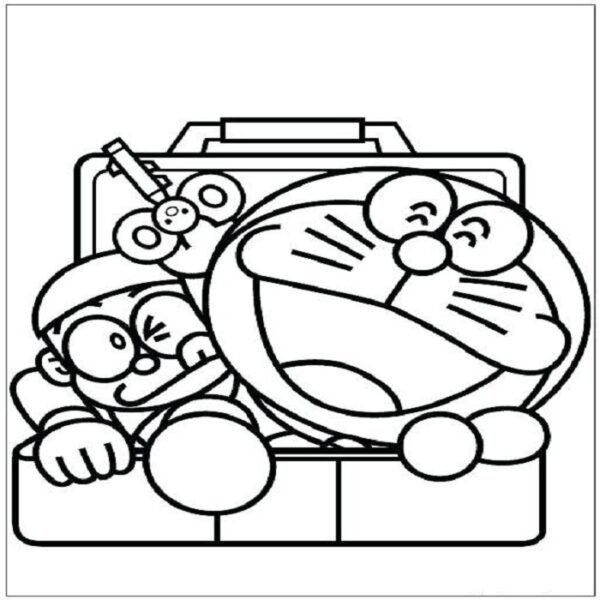 Tranh vẽ đen trắng Nobita cho bé tô màu (2)