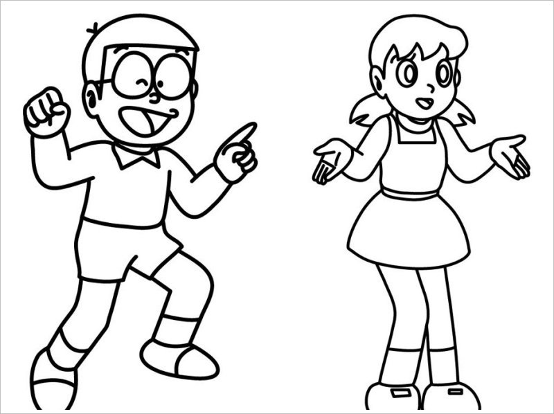 Tranh vẽ đen trắng Nobita cho bé tô màu (3)