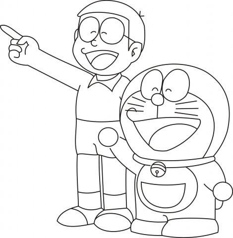 Tranh vẽ đen trắng Nobita cho bé tô màu (5)