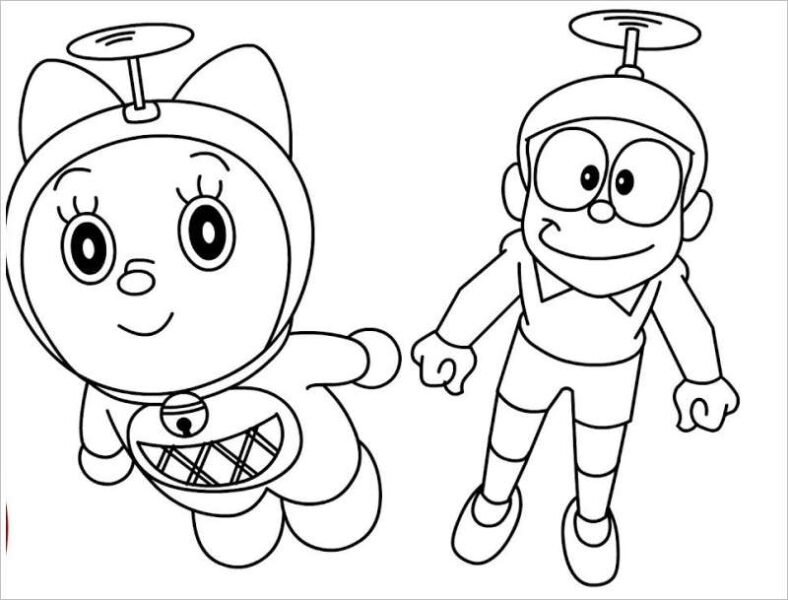Tranh vẽ đen trắng Nobita cho bé tô màu (6)