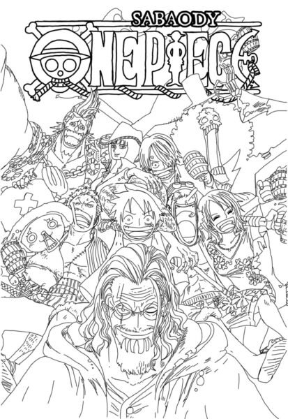 Tranh vẽ đen trắng One Piece cho bé tô màu (4)