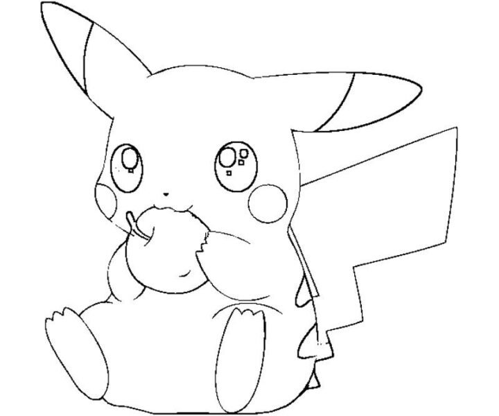 Tranh vẽ đen trắng Pikachu ngộ nghĩnh cho bé tập tô (2)