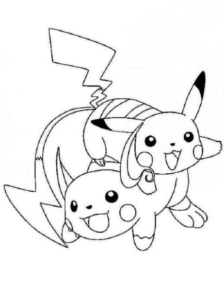 Tranh vẽ đen trắng Pikachu ngộ nghĩnh cho bé tập tô (3)