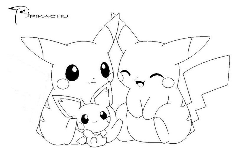 Tranh vẽ đen trắng Pikachu ngộ nghĩnh cho bé tập tô (5)