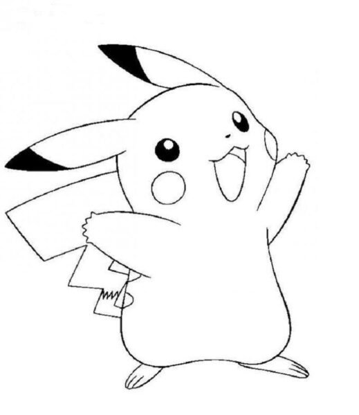 Tranh vẽ đen trắng Pikachu ngộ nghĩnh cho bé tập tô (7)
