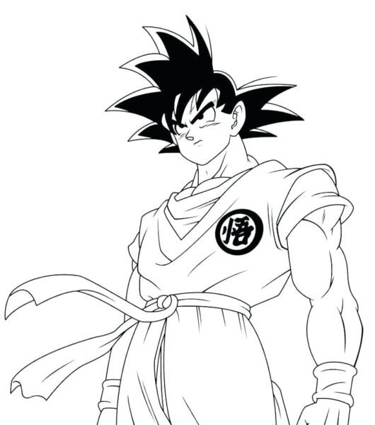 Tranh vẽ đen trắng Songoku cho bé tập tô (1)