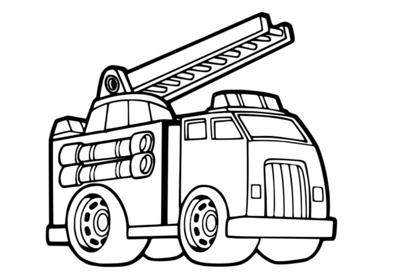 Tranh vẽ đen trắng xe cứu hoả cho bé tô màu (4)