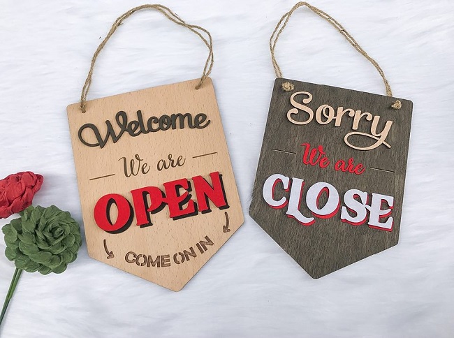 Mẫu Biển Open Close – Bảng Giờ Đóng Mở Cửa Đẹp